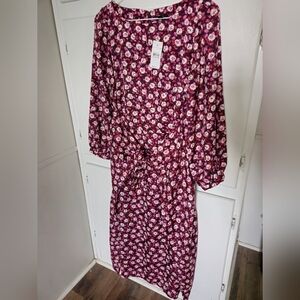 NWT Ann Taylor Dress Maeve White Pink Floral Print Tie Wrap Womens Size 4